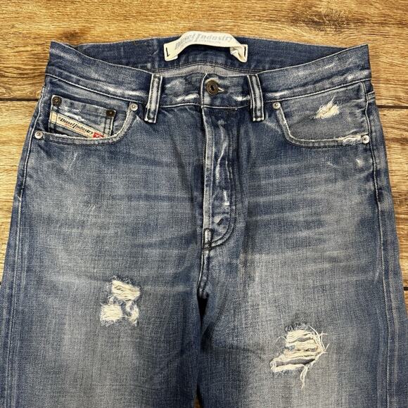 Vintage Diesel Industry Jeans Mens 36 Blue Distressed Made in Italy Button Fly - Picture 5 of 16